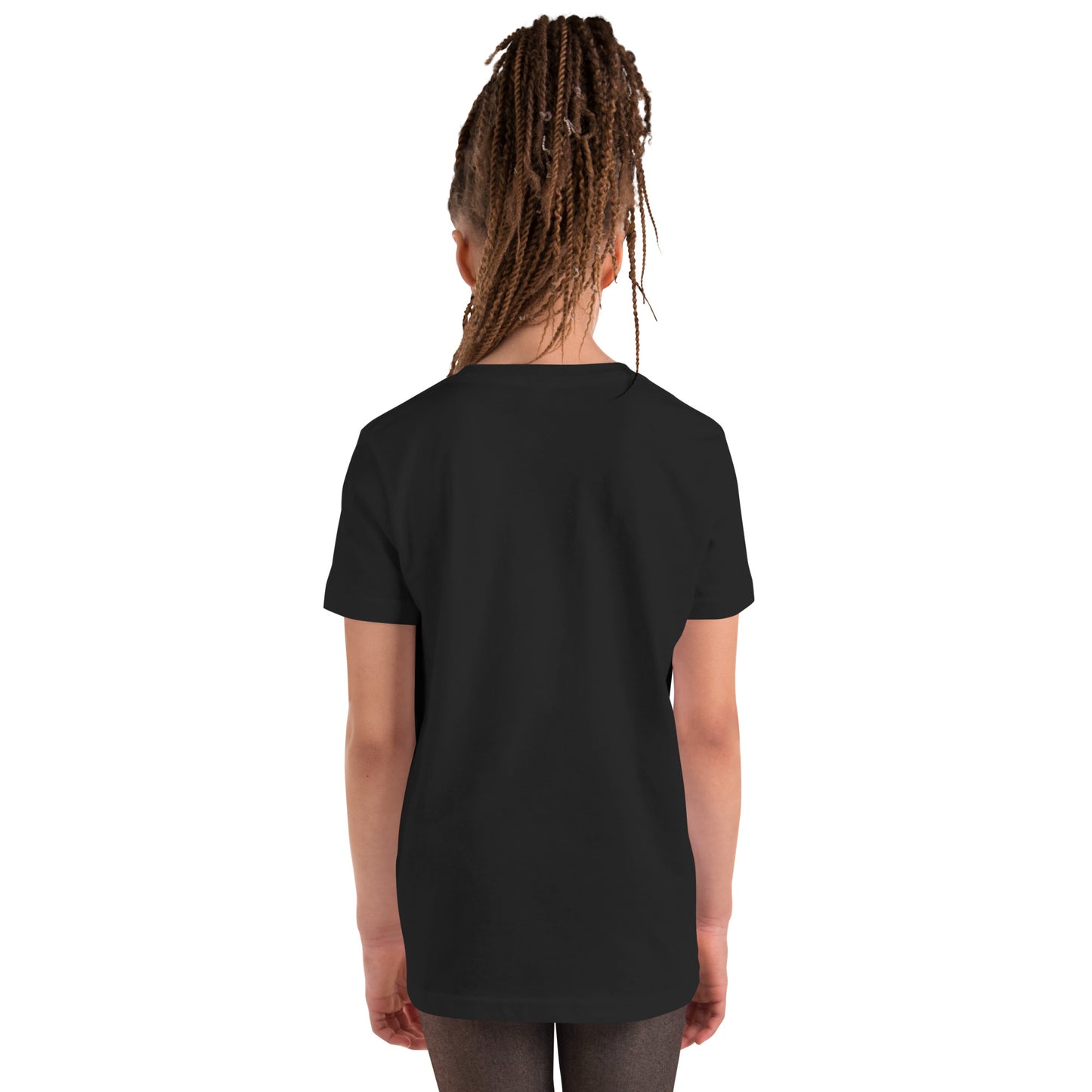 A kids black graphic t-shirt plain back view by Wizard Prints Shop