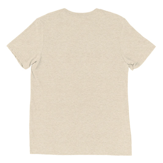 The back view of a men's festival graphic t-shirt in cream from Wizard Prints Shop