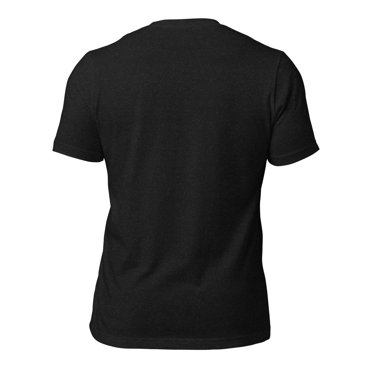 Back view of a unisex black Halloween t-shirt by Wizard Prints Shop