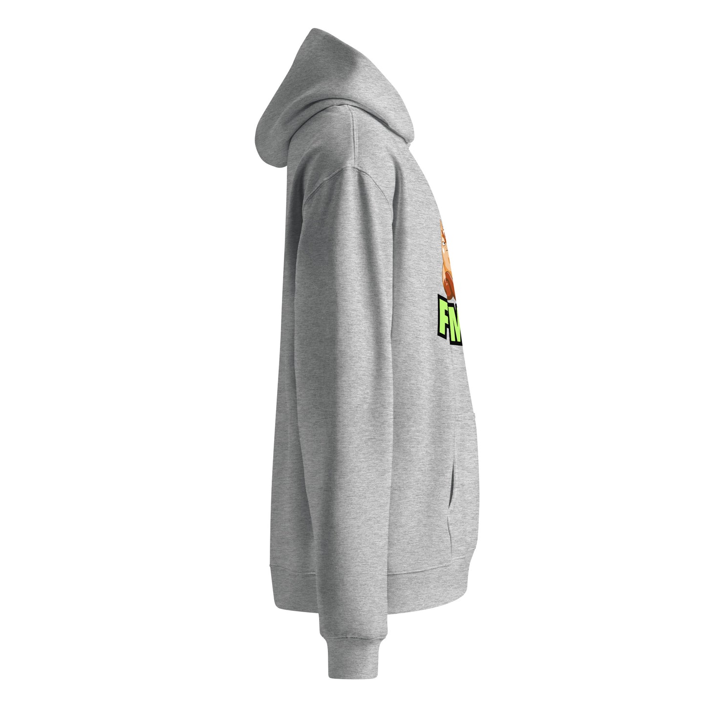 Right Side view of a unisex grey hoodie by Wizard Prints Shop
