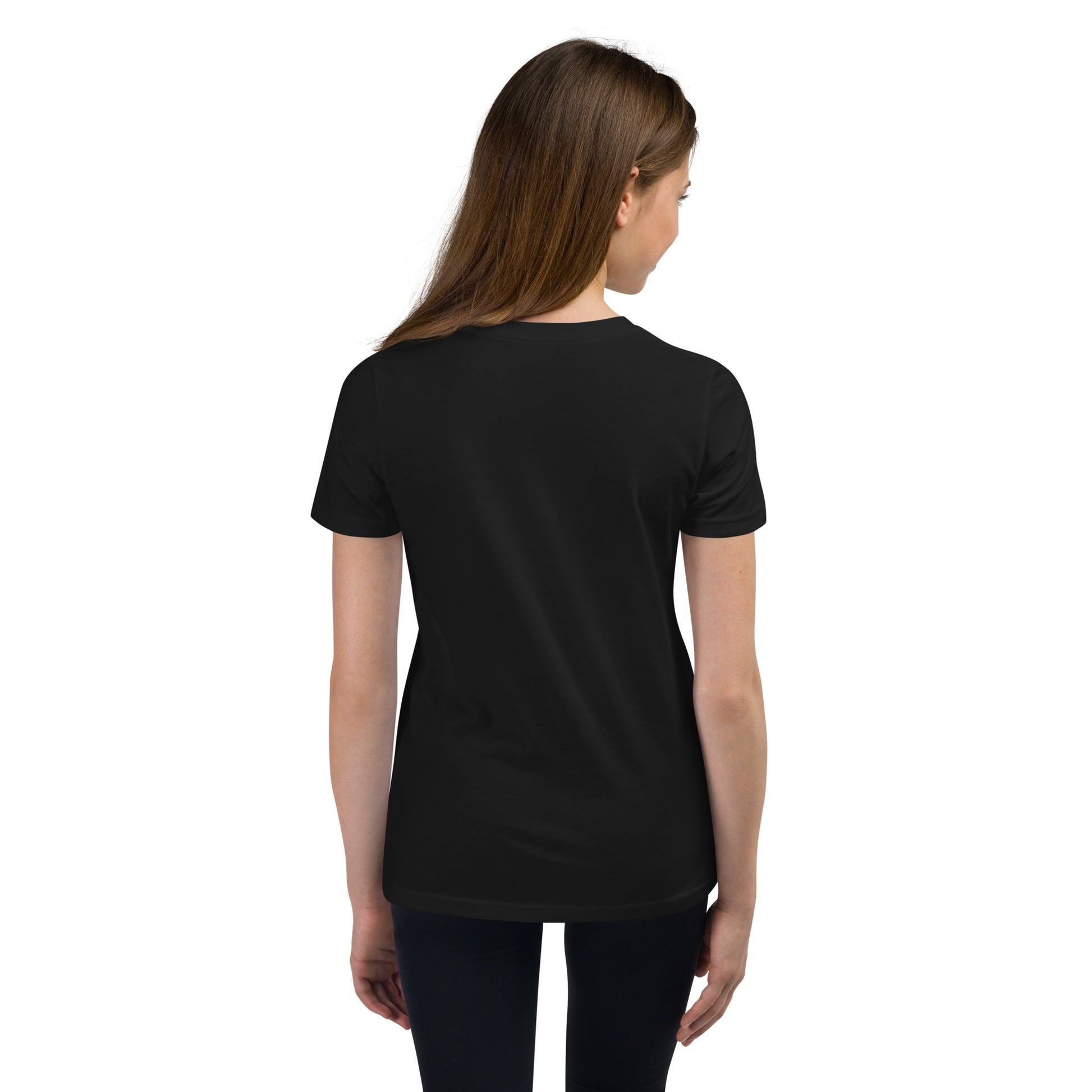 A kids black graphic t-shirt plain back view by Wizard Prints Shop
