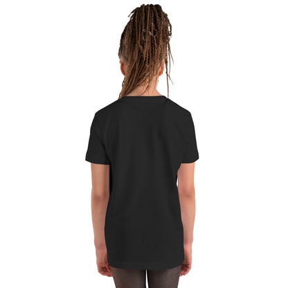 A kids black graphic t-shirt plain back view by Wizard Prints Shop