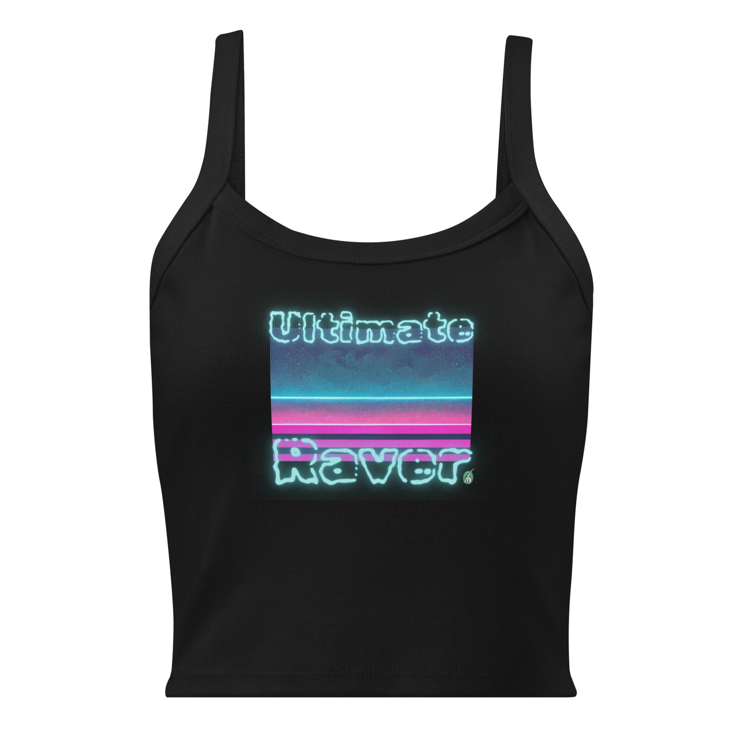 Women's black tank top with Ultimate Raver slogan part of the Festival Outfit Ideas from Wizard Prints Shop