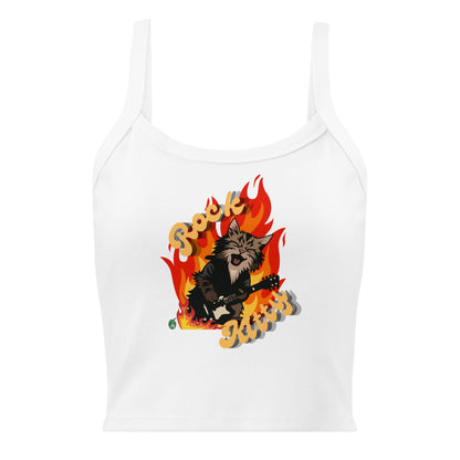 Women's white tank top with Rock Kitty slogan part of the Festival Outfit Ideas from Wizard Prints Shop