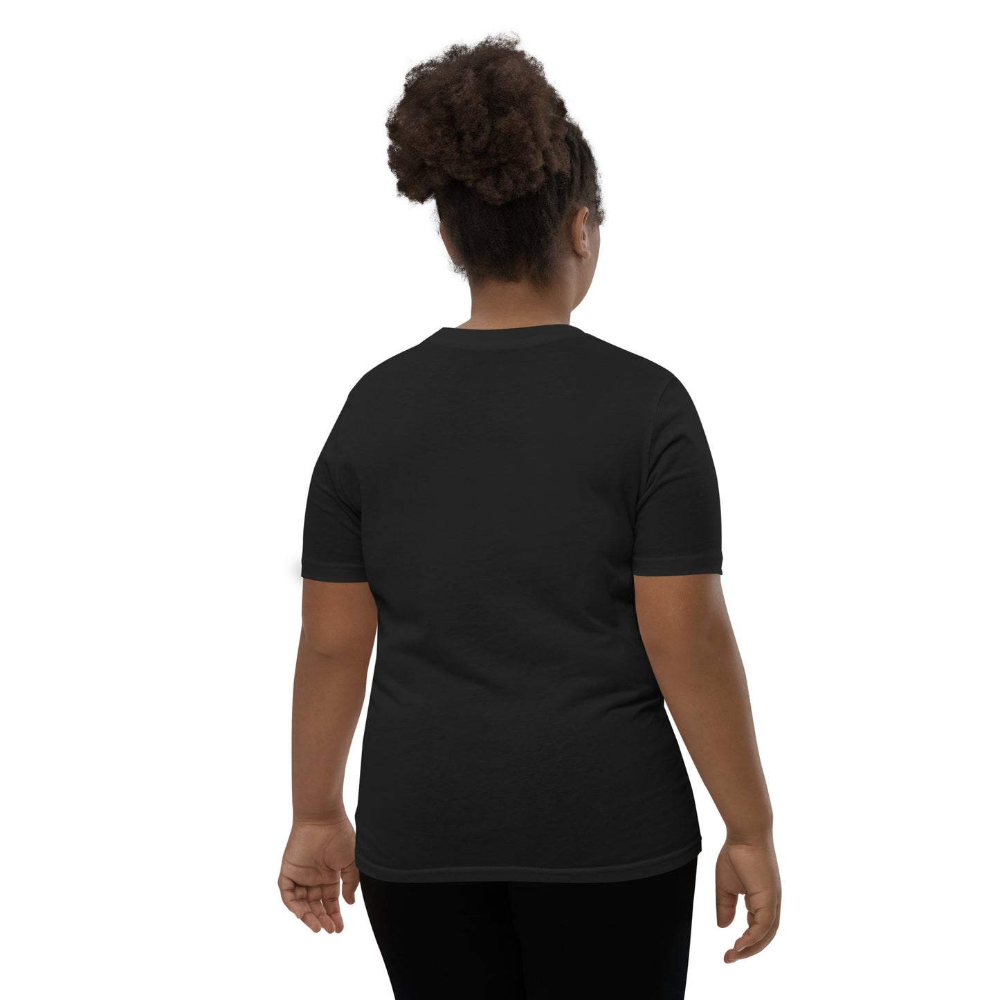 A kids black graphic t-shirt plain back view by Wizard Prints Shop
