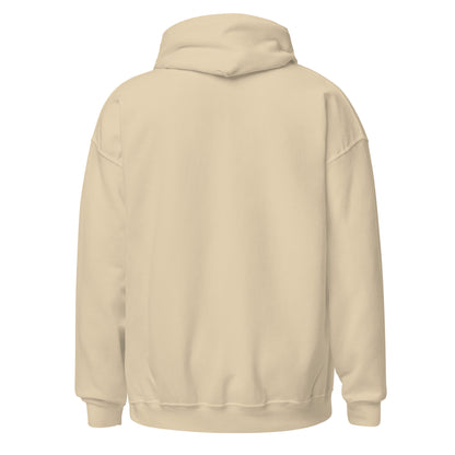 Back view of a men's beige hoodie by Wizard Prints Shop