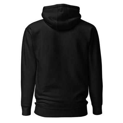 Back view of a men's black hoodie by Wizard Prints Shop