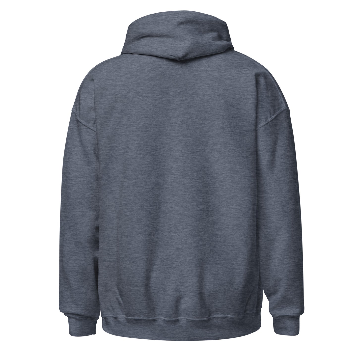 Back view of a men's dark grey hoodie by Wizard Prints Shop.