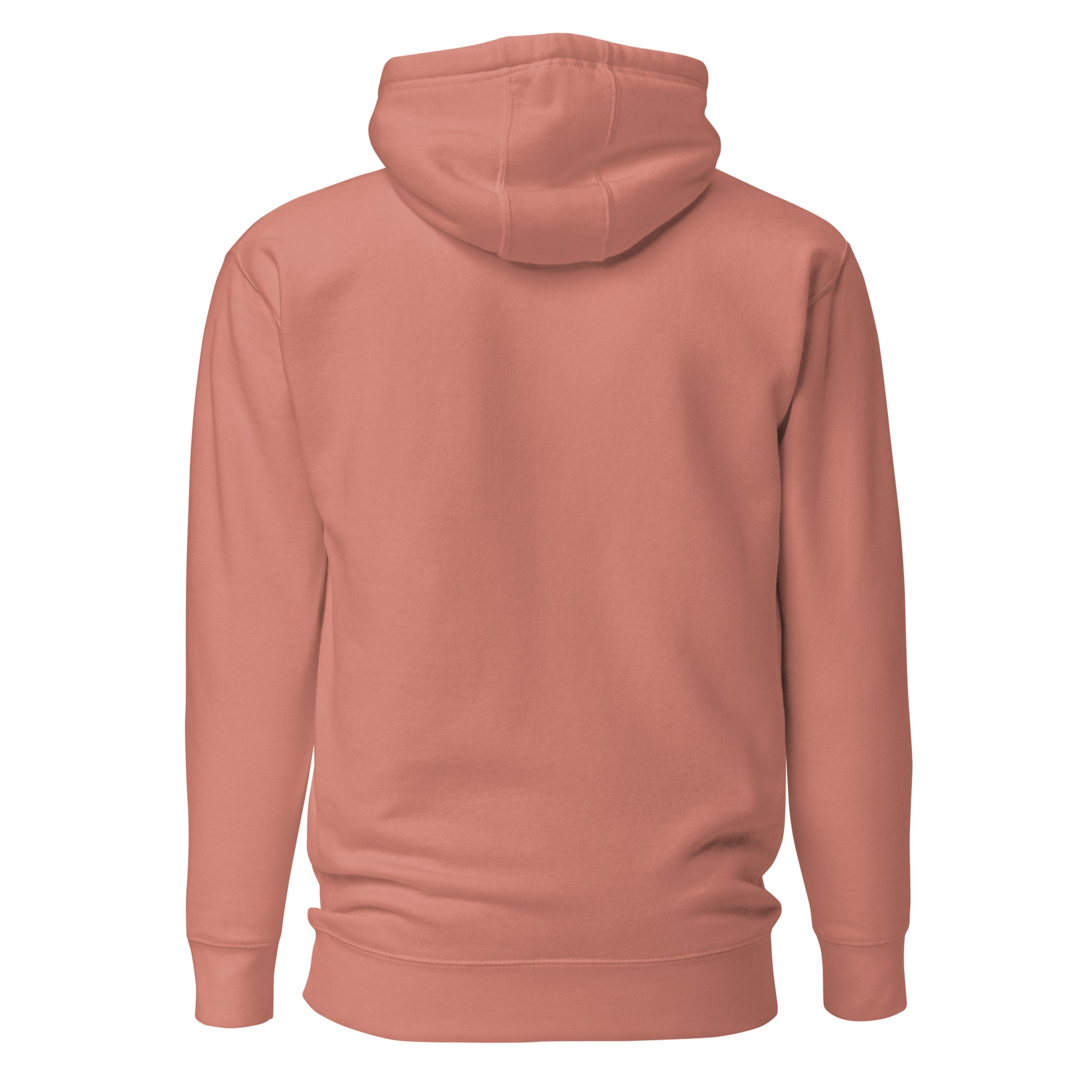 Back view of a men's dusty rose hoodie by Wizard Prints Shop