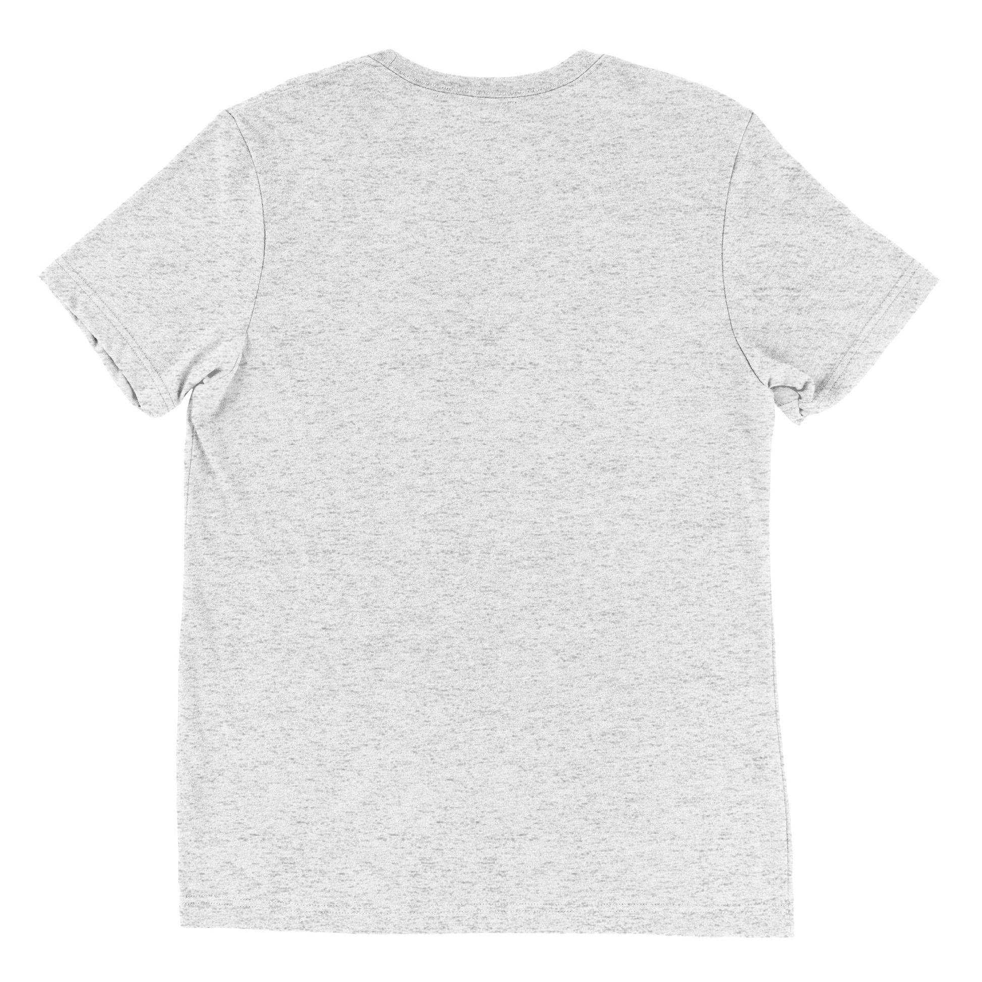 The back view of a men's festival graphic t-shirt in white fleck from Wizard Prints Shop