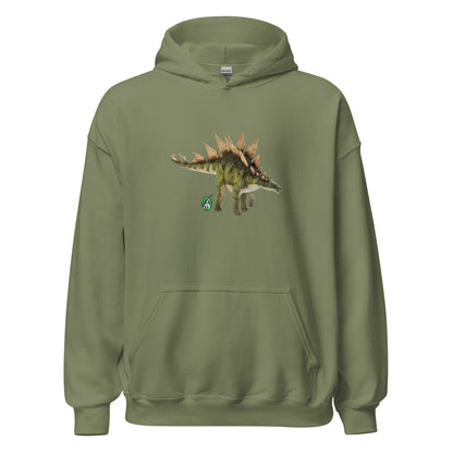 Men's military green hoodie with a printed graphic of a life like dinosaur, designed by Wizard Prints