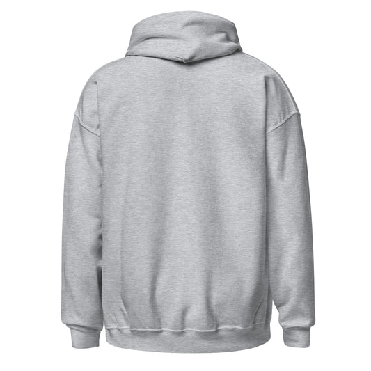 Back view of a men's grey hoodie by Wizard Prints Shop