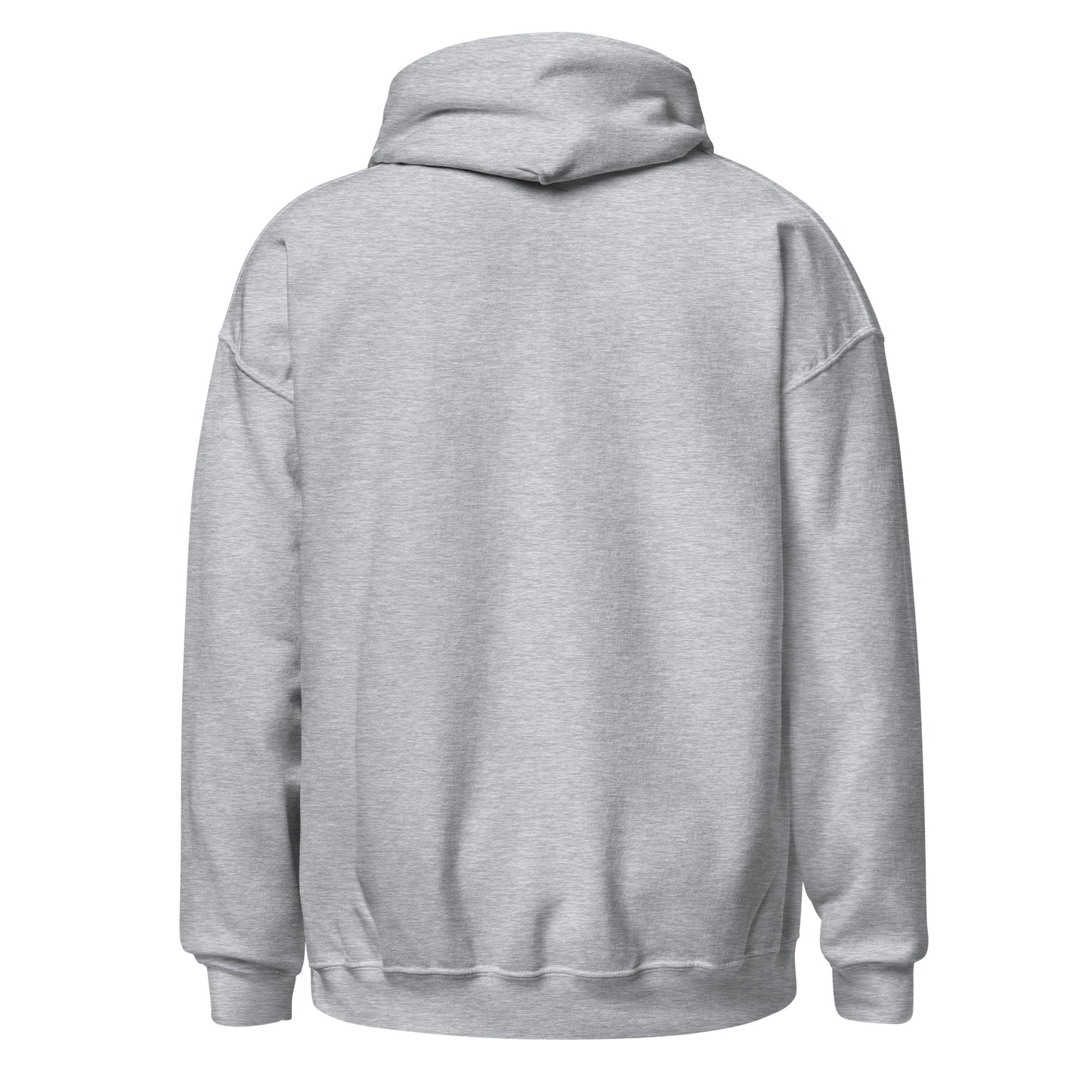 Back view of a men's light grey hoodie by Wizard Prints Shop