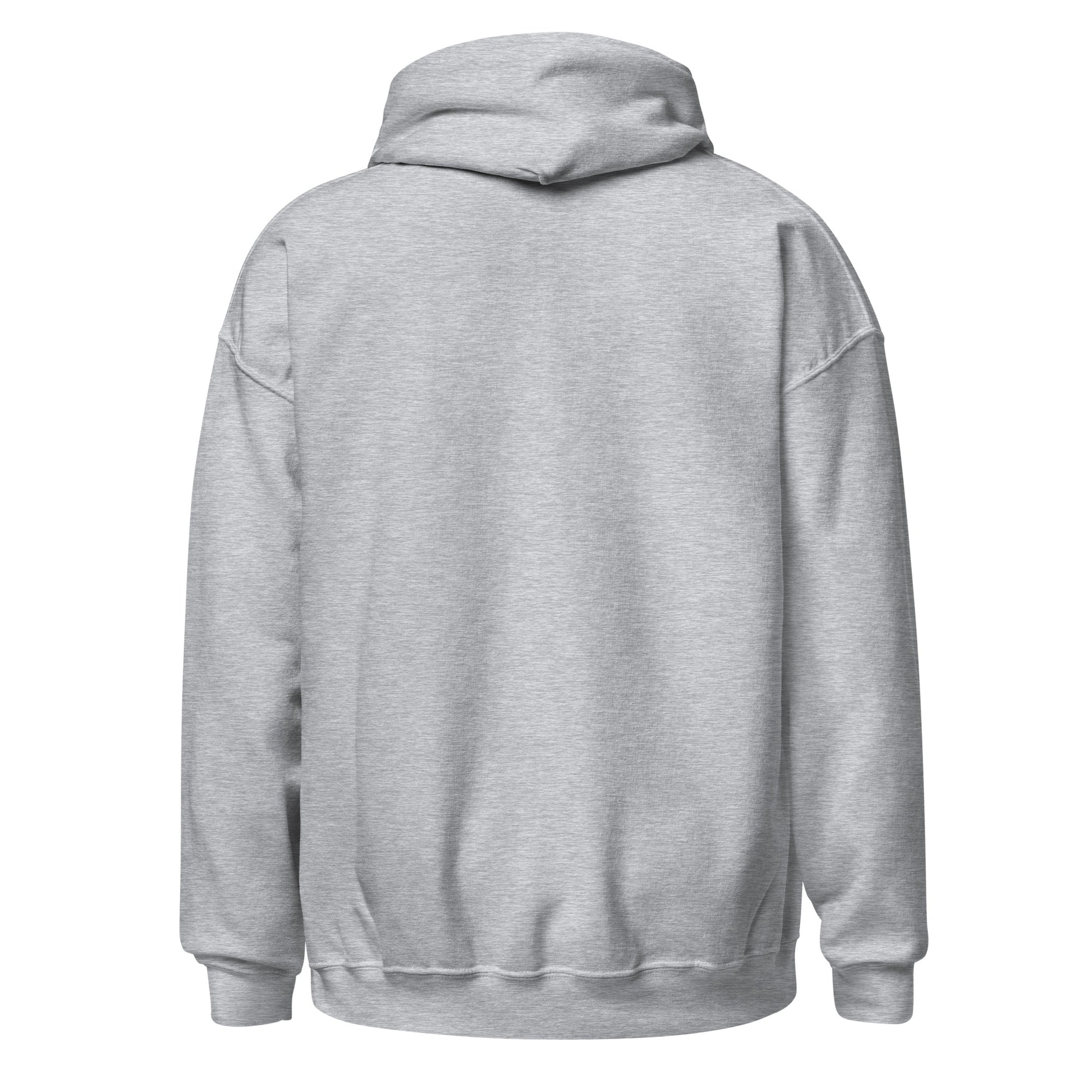 Back view of a men's light grey hoodie by Wizard Prints Shop