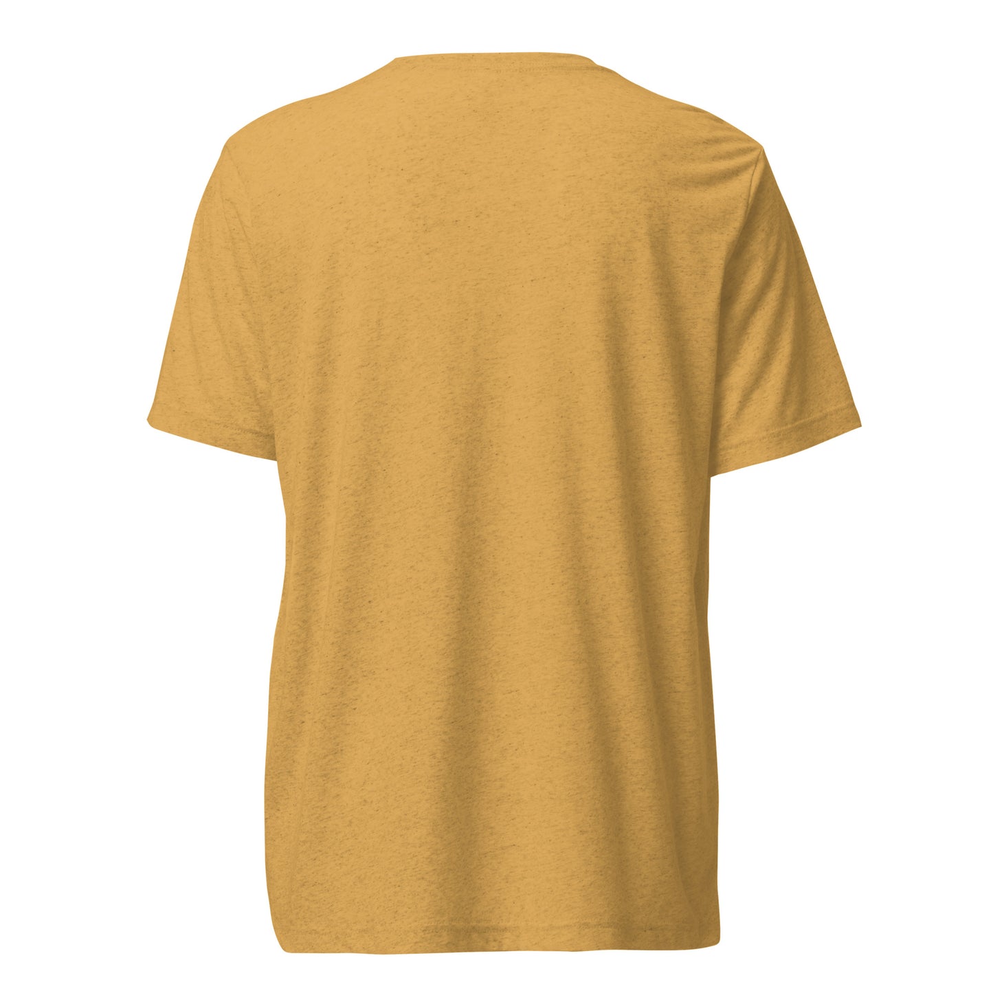 Back view of a men's mustard t-shirt by Wizard Prints Shop