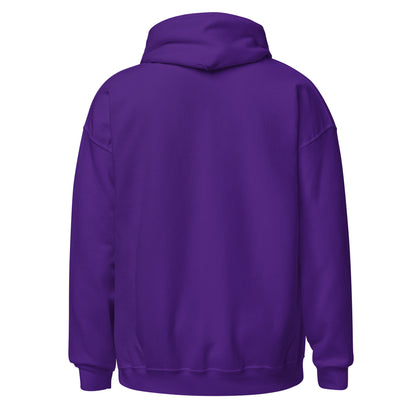 Men's purple graphic hoodie with a plain back view by Wizard Prints Shop