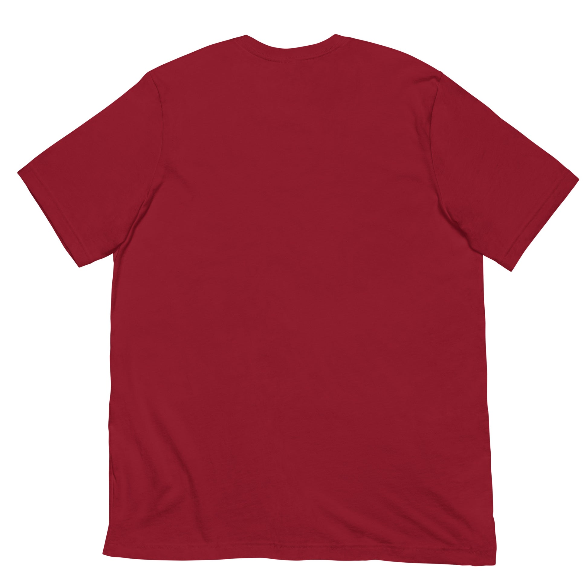 The back view of a red t-shirt from Wizard Prints Shop