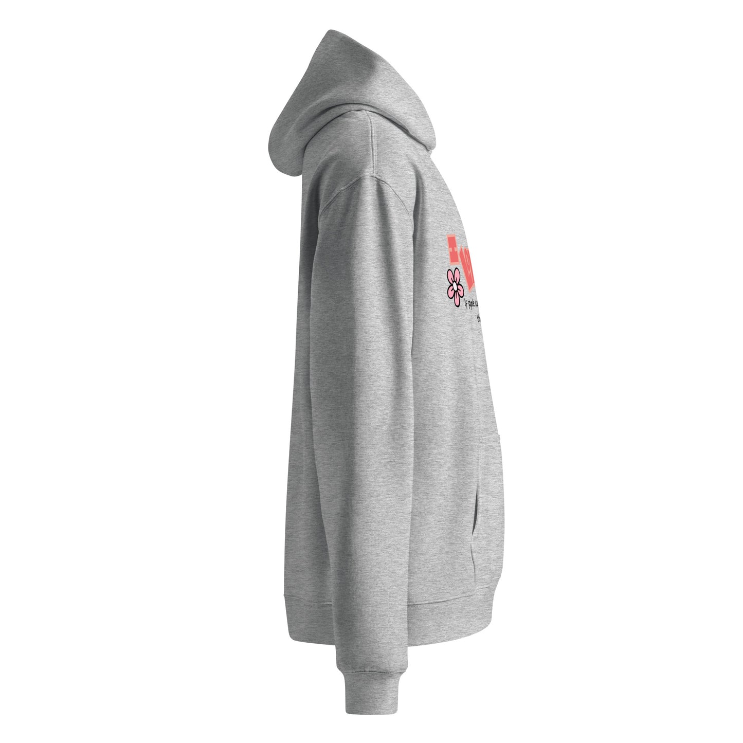 Right side view of a unisex grey hoodie by Wizard Prints Shop