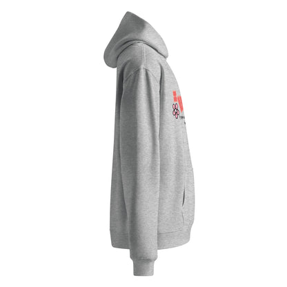 Right side view of a unisex grey hoodie by Wizard Prints Shop