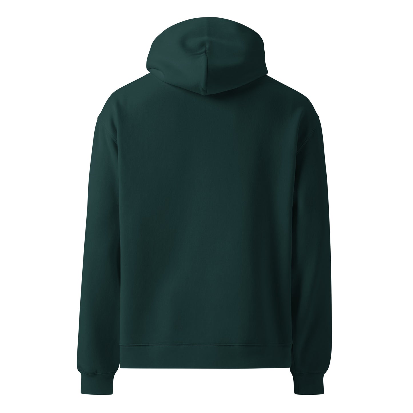 Back view of a unisex pine green hoodie by Wizard Prints Shop