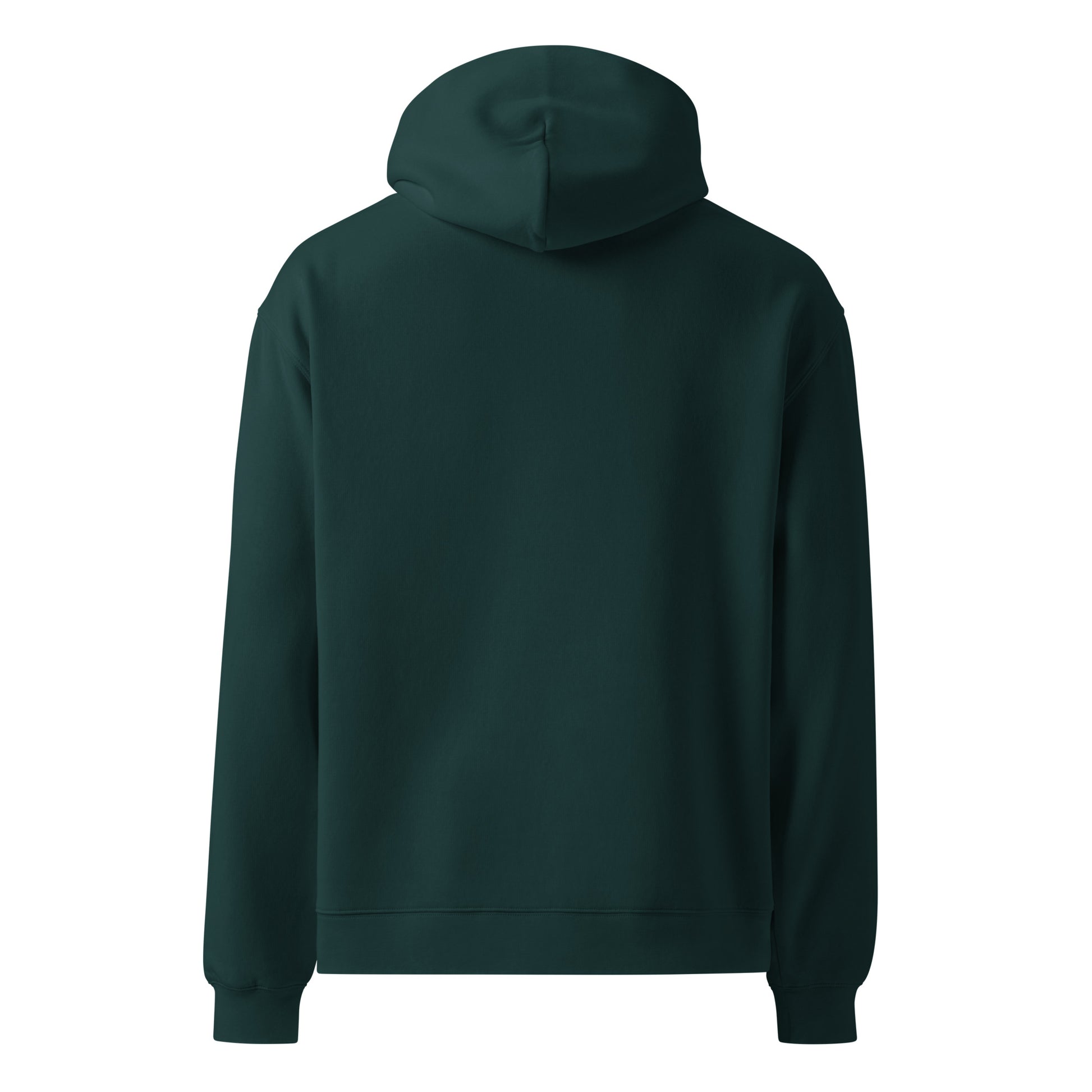 Back view of a unisex pine green hoodie by Wizard Prints Shop