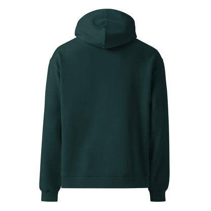 Back view of a unisex pine green hoodie by Wizard Prints Shop