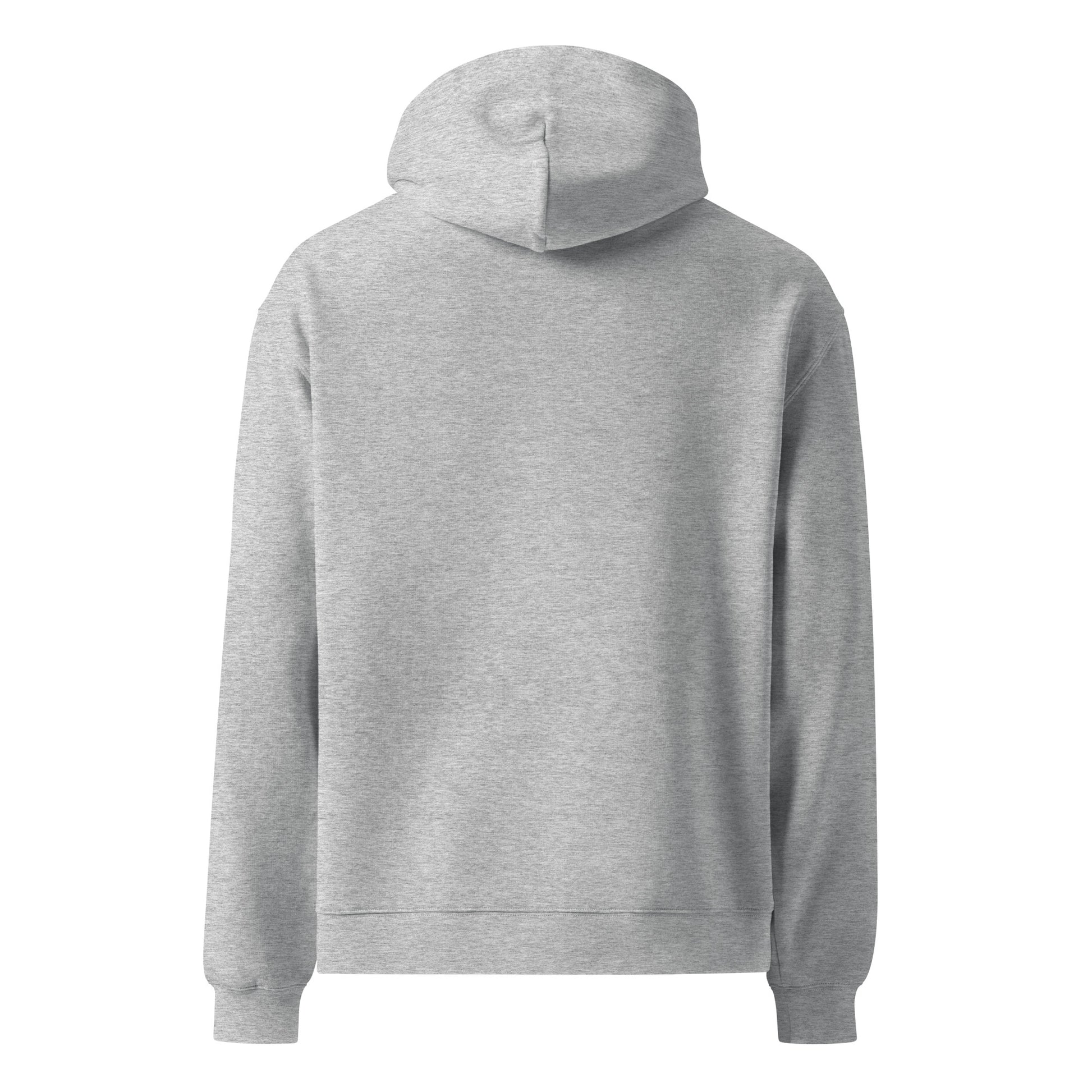 Back view of a unisex grey hoodie by Wizard Prints Shop