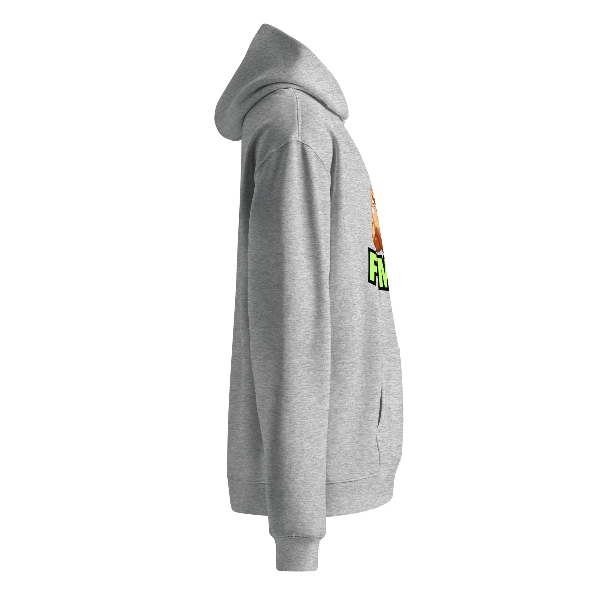 Right Side view of a unisex grey hoodie by Wizard Prints Shop