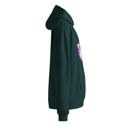 Right side view of a unisex pine green hoodie by Wizard Prints Shop