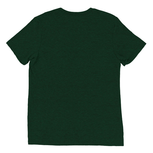 The back view of a women's festival graphic t-shirt in green from Wizard Prints Shop