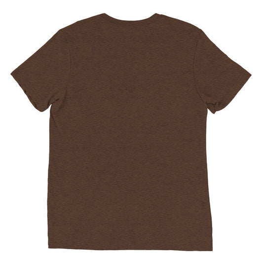The back view of a women's festival graphic t-shirt in brown from Wizard Prints Shop