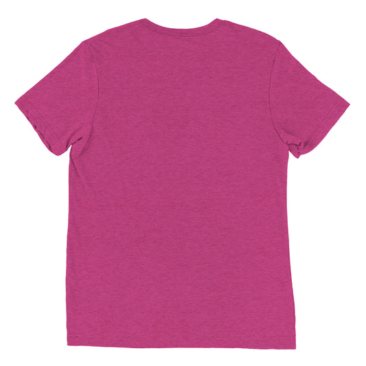 The back view of a women's festival graphic t-shirt in pink from Wizard Prints Shop
