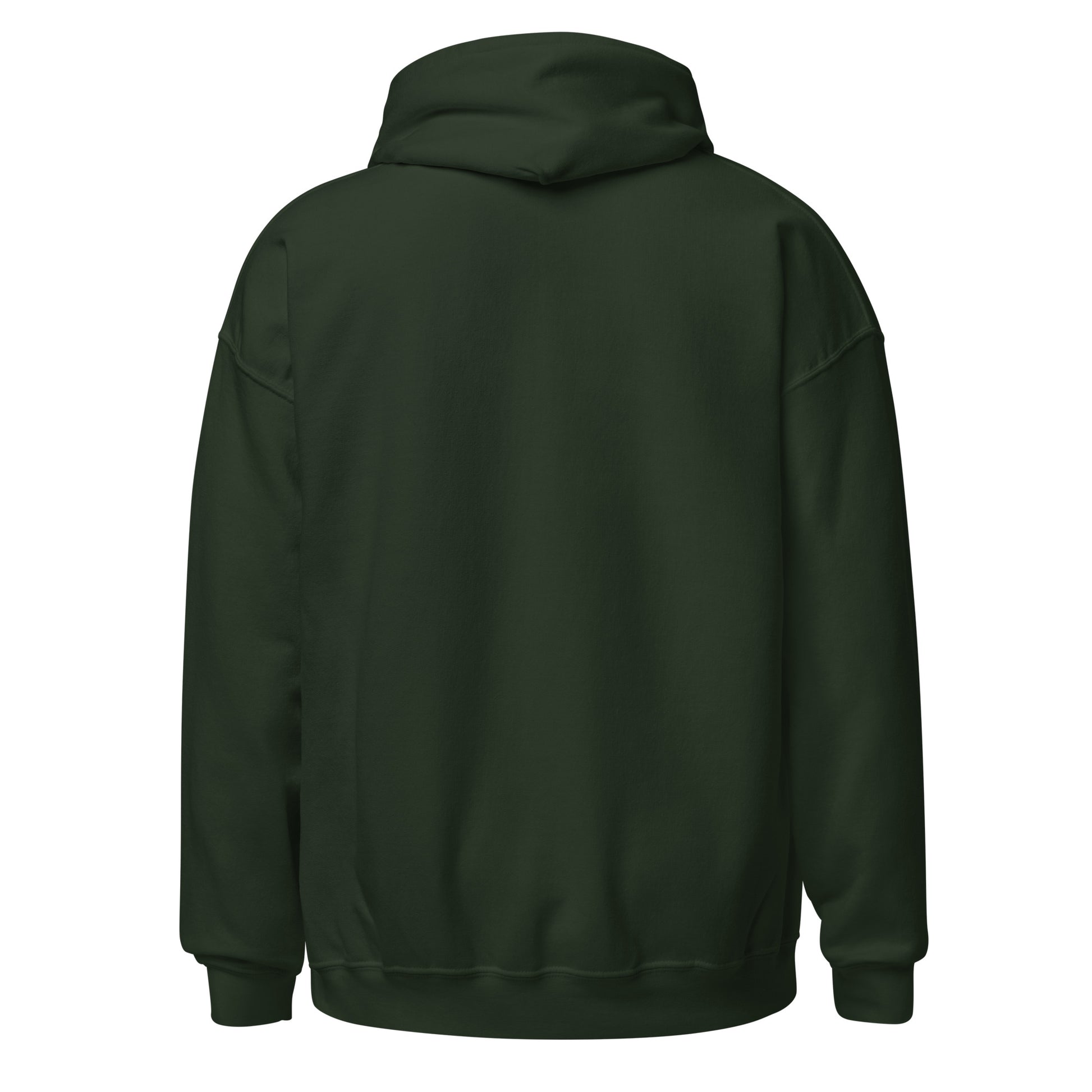 Back view of a women's forest green hoodie by Wizard Prints Shop