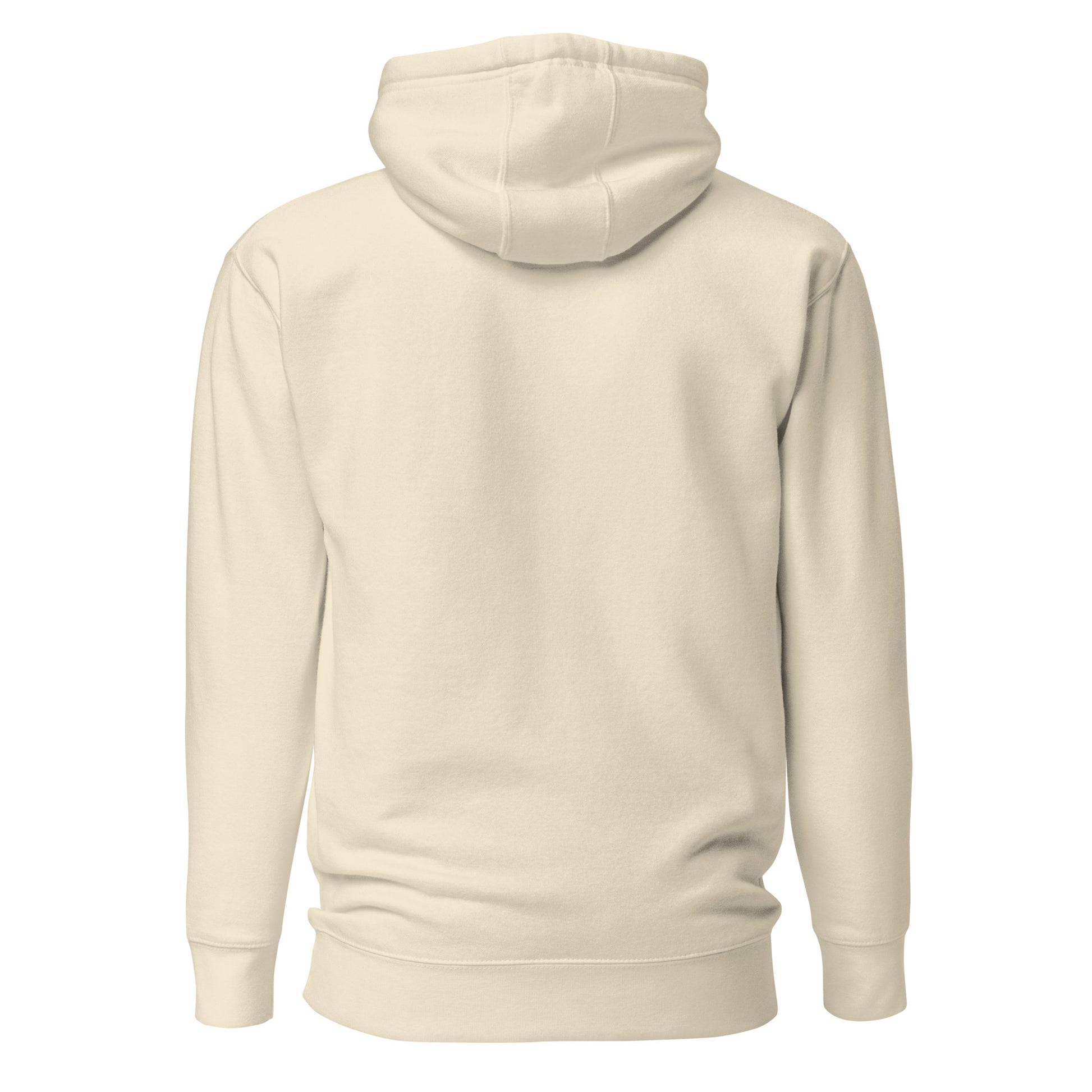 Back view of a women's beige hoodie by Wizard Prints Shop.