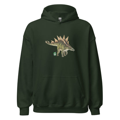 Women's forest green hoodie with a printed graphic of a life like dinosaur, designed by Wizard Prints