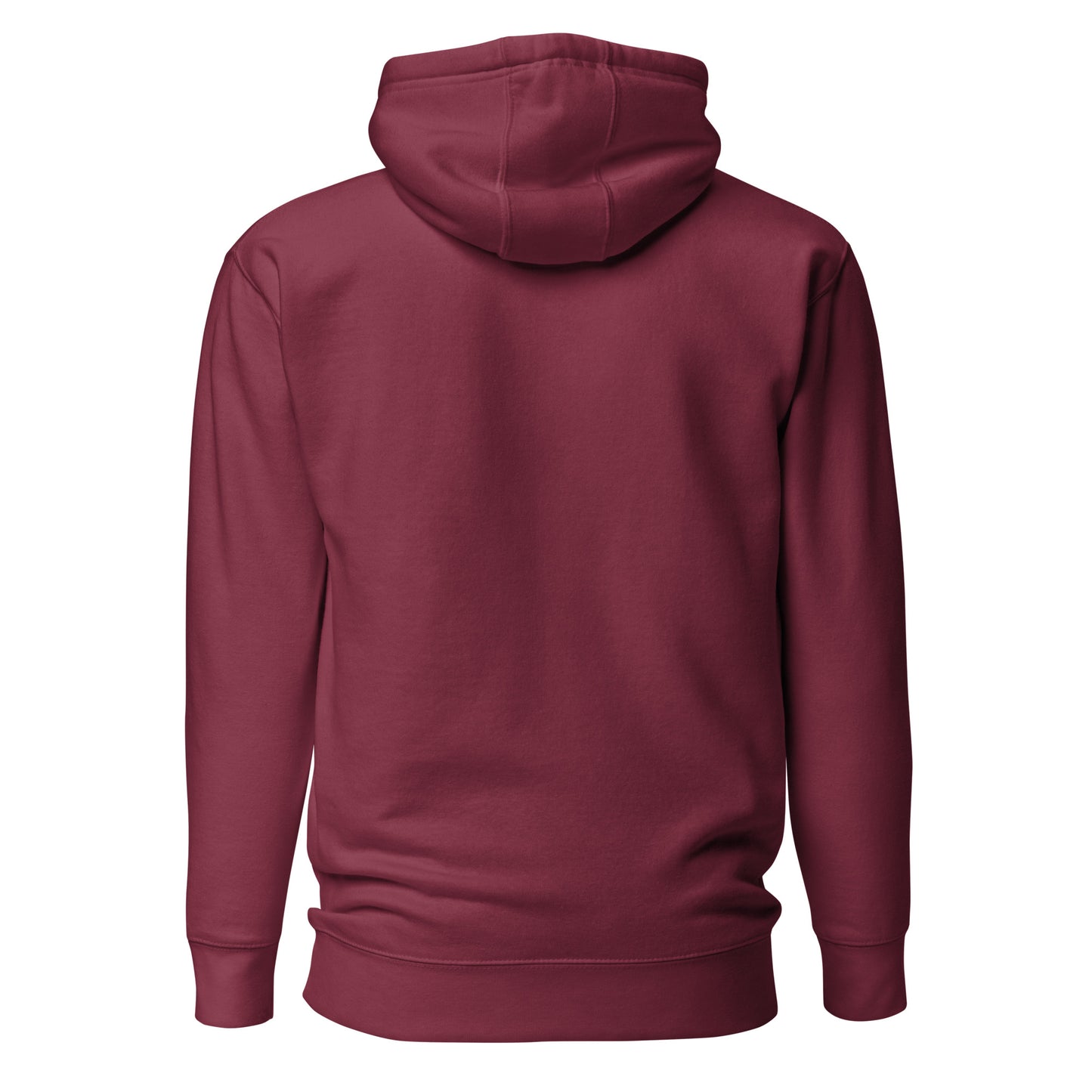 Back view of a women's maroon hoodie by Wizard Prints Shop