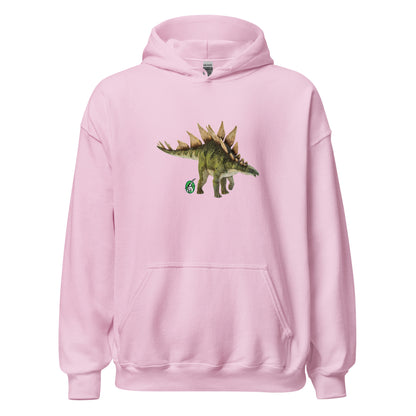 Women's light pink hoodie with a printed graphic of a life like dinosaur, designed by Wizard Prints