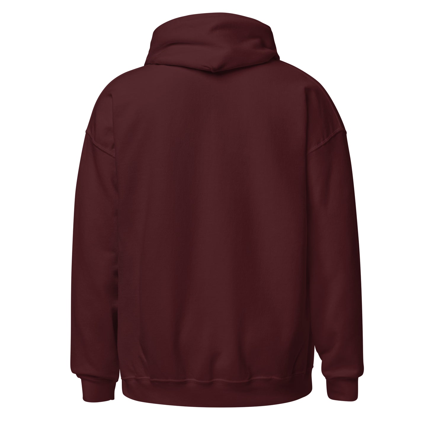 Back view of a women's maroon hoodie by Wizard Prints Shop