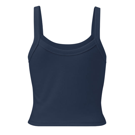 Back view of a women's navy tank top. Design by Wizard Prints.