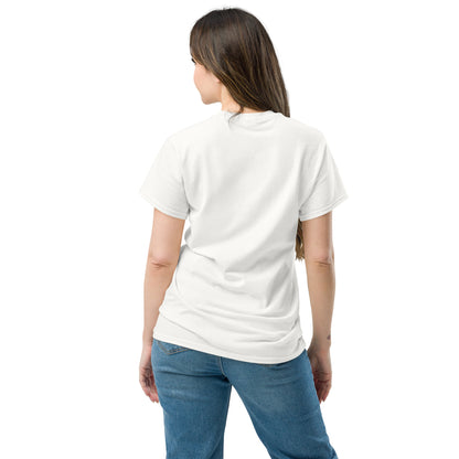 Back view of a women's white t-shirt by Wizard Prints Shop